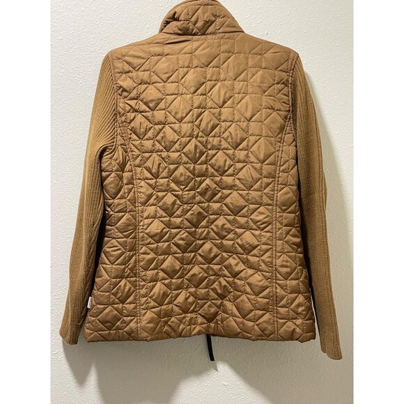 G.H. Bass & Co. Women’s Quilted Jacket Size L Brown Ribbed Sleeves Zip Up - Picture 10 of 16